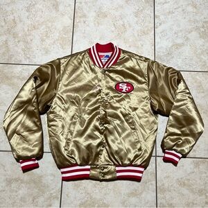 VTG Swingster USA San Francisco 49ers Gold Satin Bomber Jacket Mens Size Medium